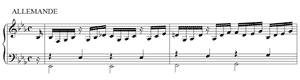 piano sheet music of French Suite