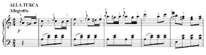 piano sheet music of Alla Turca