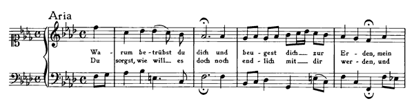 Aria: Warum betrübst du dich BWV 516    in F Minor by Bach piano sheet music