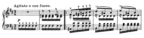 Agitato e con fuoco (The Wanderer) Op. 30 No. 4  in B-flat Minor by Mendelssohn piano sheet music