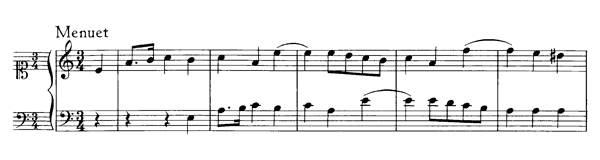 Minuet  BWV Anh. 120  in A Minor by Bach piano sheet music