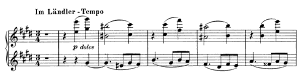 1. Waltz - for four hands Op. 52 No. 1  in E Major by Brahms piano sheet music