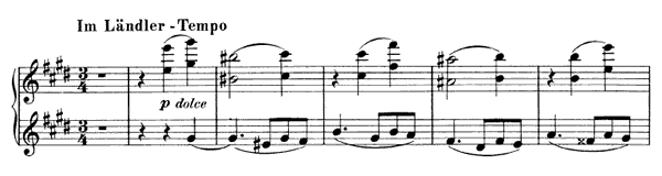 Waltz - for four hands Op. 52 No. 1  in E Major by Brahms piano sheet music