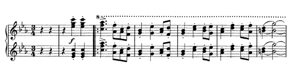 12. Waltz - for four hands Op. 52 No. 12  in E-flat Major by Brahms piano sheet music