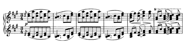 Waltz - for four hands Op. 52 No. 3  in A Major by Brahms piano sheet music