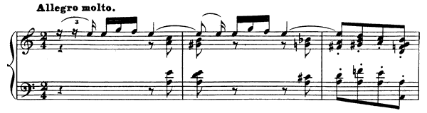 Allegro molto (Il Saltarello Romano) Op. 6 No. 4  in A Minor by Mendelssohn-Hensel piano sheet music