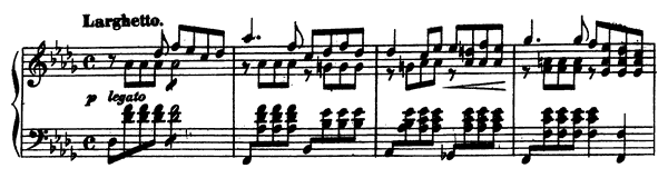 Larghetto (Lenau) Op. 8 No. 3  in D-flat Major by Mendelssohn-Hensel piano sheet music