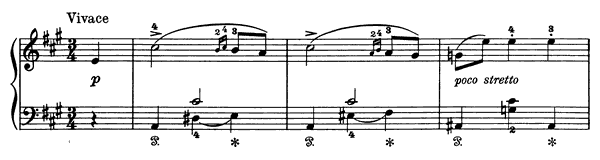 Vivace Op. 28 No. 3  in A Major by Grieg piano sheet music