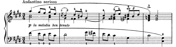 Andantino serioso Op. 28 No. 4  in C-sharp Minor by Grieg piano sheet music