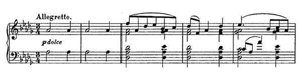 Allegretto  S . 156/9b  in D-flat Major by Liszt piano sheet music