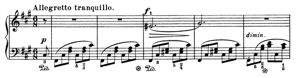 Allegretto tranquillo (Venetian Boat Song) Op. 30 No. 6  in F-sharp Minor by Mendelssohn piano sheet music