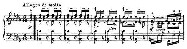 Allegro di molto (Unrest) Op. 30 No. 2  in B-flat Minor by Mendelssohn piano sheet music
