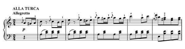 Turkish March (Rondo Alla Turca) K. 331  in A Minor by Mozart piano sheet music