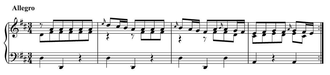 Allegro K. 626  b/16  in D Major by Mozart piano sheet music