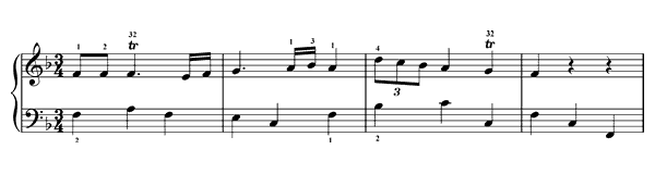 Minuet  K. 4  in F Major by Mozart piano sheet music