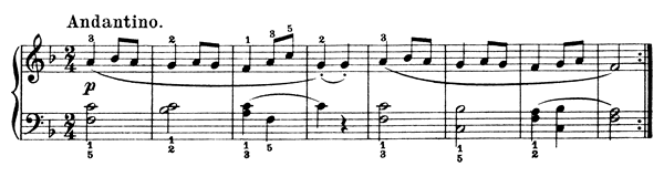 No 5: Andantino - from Twelve little Pieces   in F Major by Müller piano sheet music