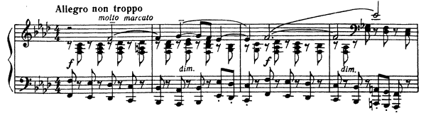 Etude-Tableau: Allegro non troppo Op. 33 No. 1  in F Minor by Rachmaninoff piano sheet music