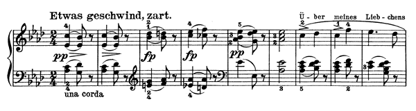 Geheimes - solo piano version Op. 14 No. 2  in A-flat Major by Schubert piano sheet music