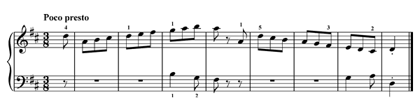 5. Fingers Under and Over   in D Major by Türk piano sheet music